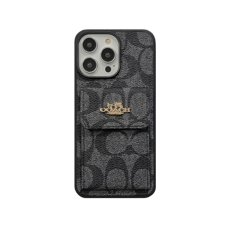 Funda Clásica Para iPhone Con Tarjetero Billetera Café -SZK240425