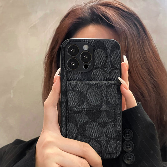 Funda clásica para iPhone con billetera negra-HP240513