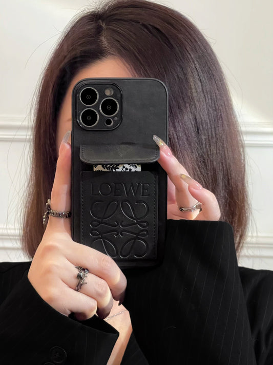 Funda de lujo para iPhone con tarjetero negro-LZP241448