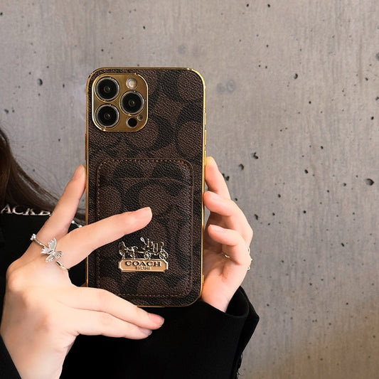Funda clásica de cuero para iPhone con tarjetero