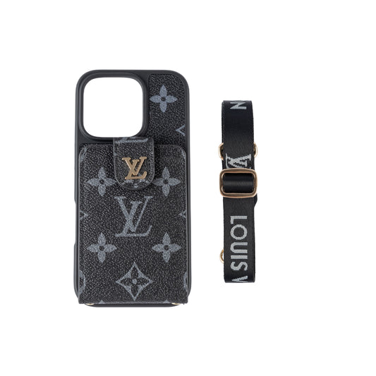 Lyxigt Crossbody iPhone-fodral med korthållare och rem