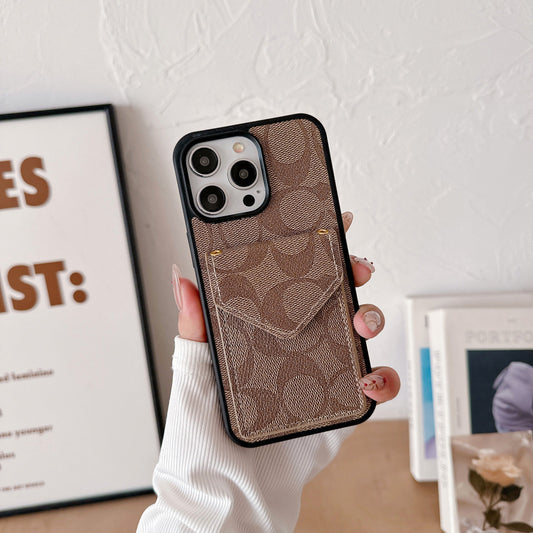 Funda Clásica Para iPhone Con Tarjetero Y Correa Marrón Claro -SJ240513