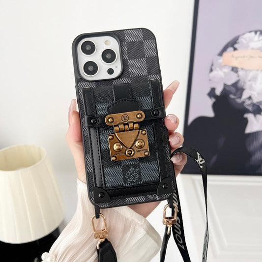 Cadena cruzada de lujo en blanco y negro Funda y vinilo para iPhone