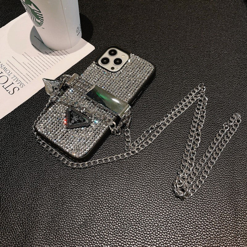 Lyxigt Diamond Crossbody Chain iPhone-fodral