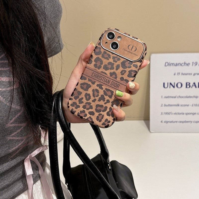 Funda de iPhone de cuero color marrón de moda