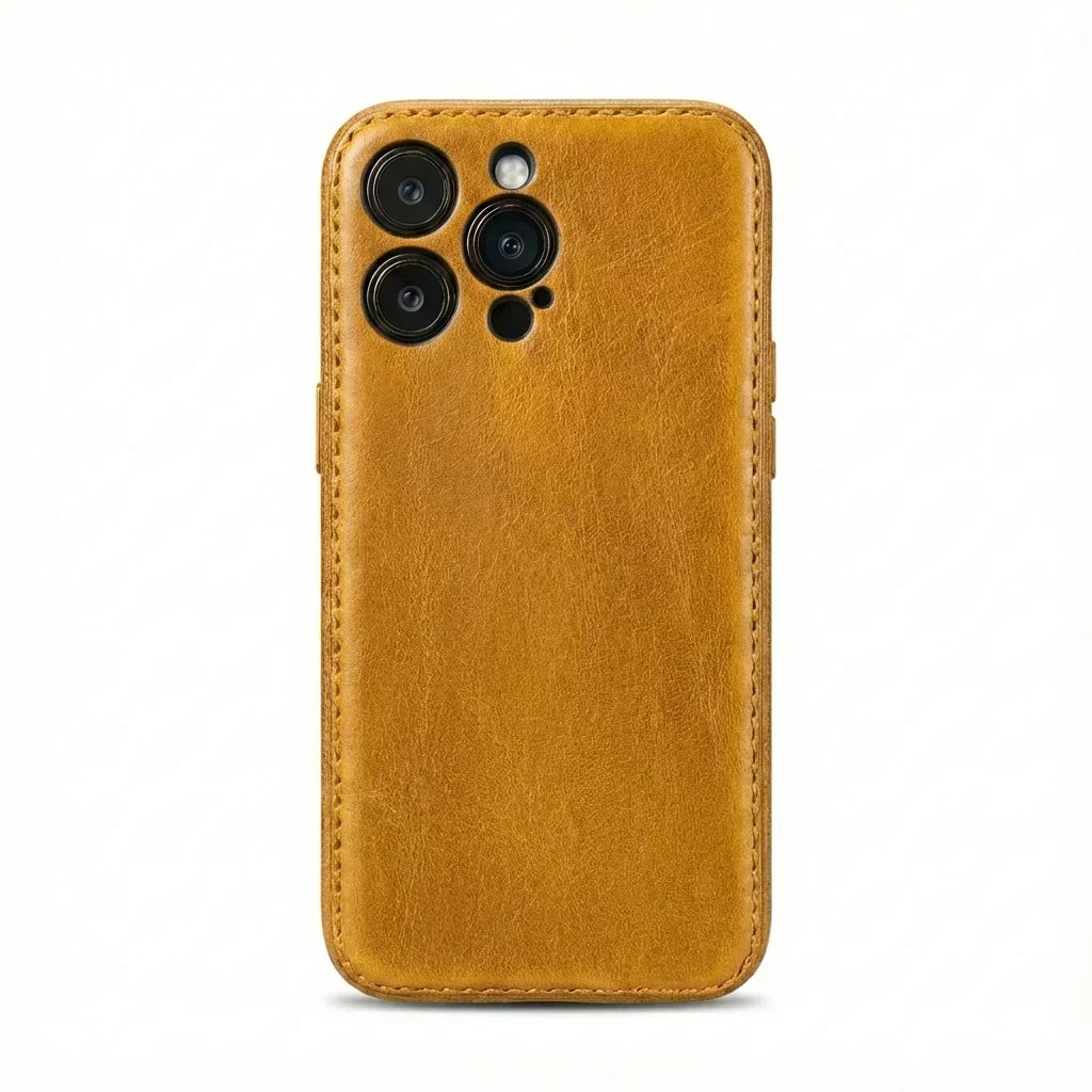 Funda para iPhone hecha a mano de cuero curtido vegetal - Edición Vintage Patina