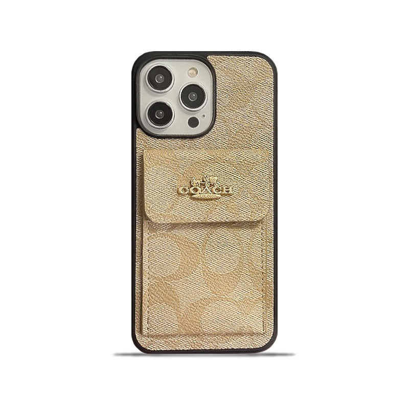 Funda Clásica Para iPhone Con Tarjetero Billetera Café -SZK240425