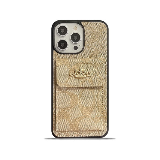 Funda Clásica Para iPhone Con Tarjetero Billetera Café -SZK240425