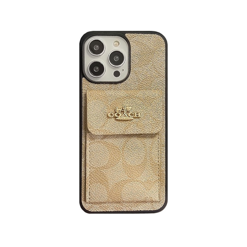 Funda Clásica Para iPhone Con Tarjetero Billetera Café -SZK240425
