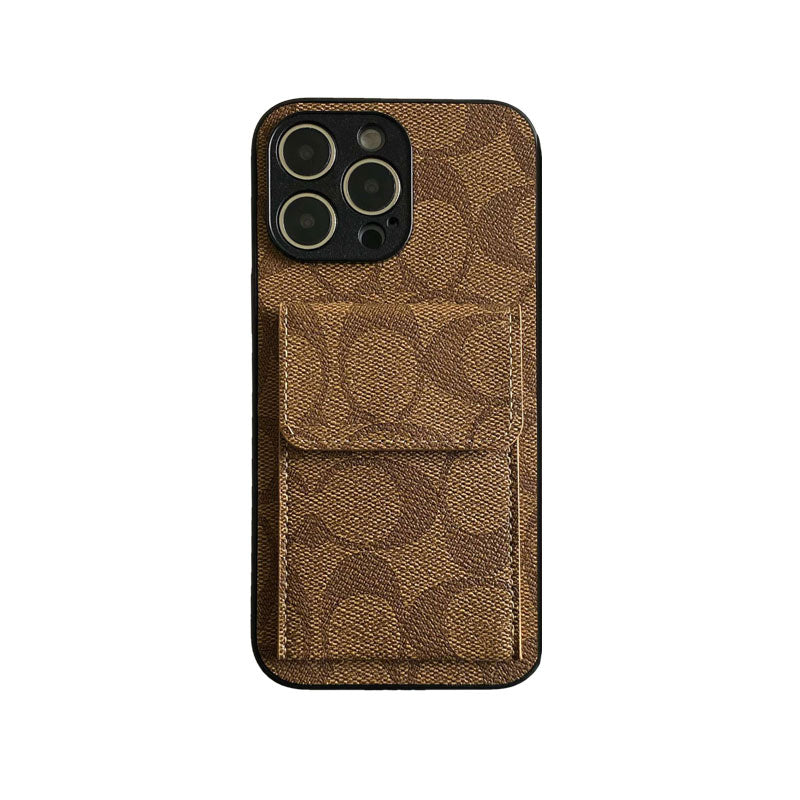 Klassiskt iPhonefodral med plånbok Mörkbrun-HP240513