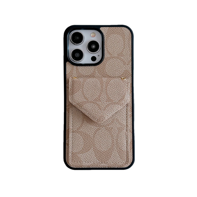 Klassiskt iPhonefodral Med Korthållare Och Rem Ljus Svart -SJ240513