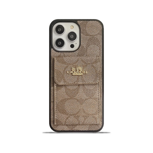 Funda Clásica Para iPhone Con Tarjetero Y Cartera Marrón Claro -SZK240425
