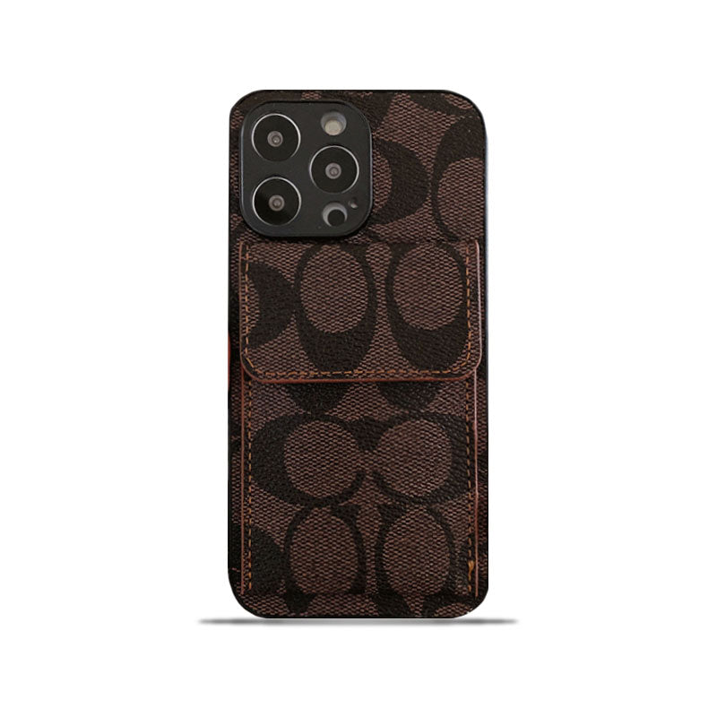 Klassiskt iPhonefodral med plånbok Mörkbrun-HP240513