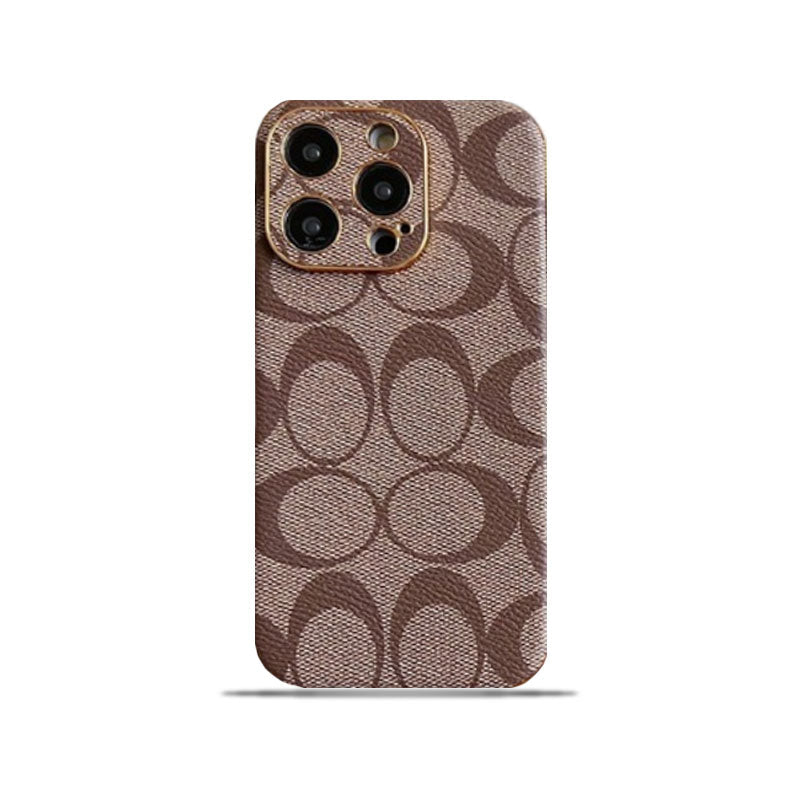 Funda clásica para iPhone de piel color marrón claro -QBK240513