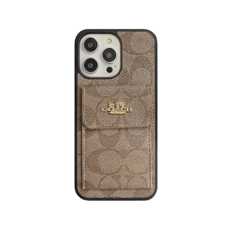 Funda Clásica Para iPhone Con Tarjetero Y Cartera Marrón Claro -SZK240425