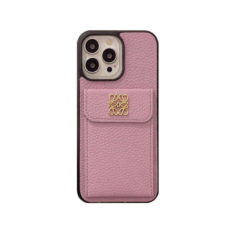 Funda de lujo para iPhone con tarjetero negro-QBK240603