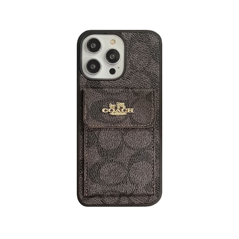 Funda Clásica Para iPhone Con Tarjetero Billetera Café -SZK240425