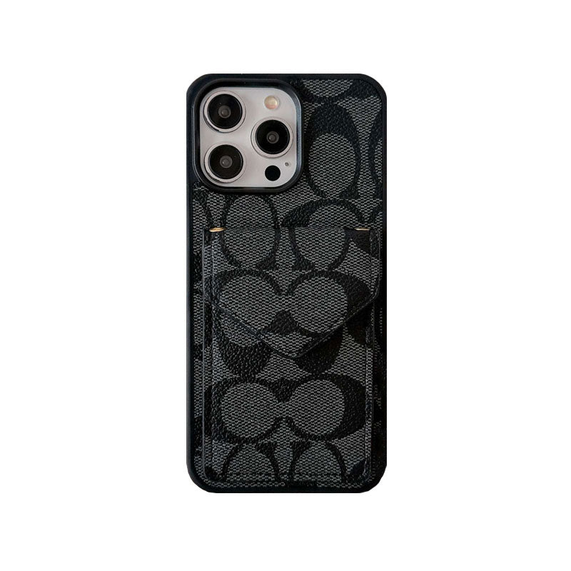 Klassiskt iPhonefodral med korthållare och rem Ljusbrun -SJ240513