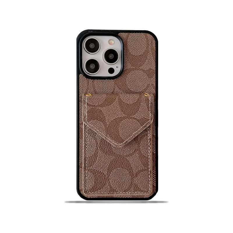 Klassiskt iPhonefodral med korthållare och rem Ljusbrun -SJ240513