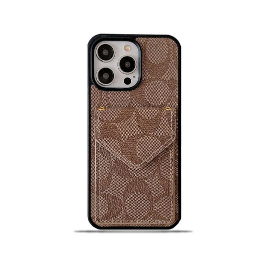 Klassiskt iPhonefodral med korthållare och rem Ljusbrun -SJ240513