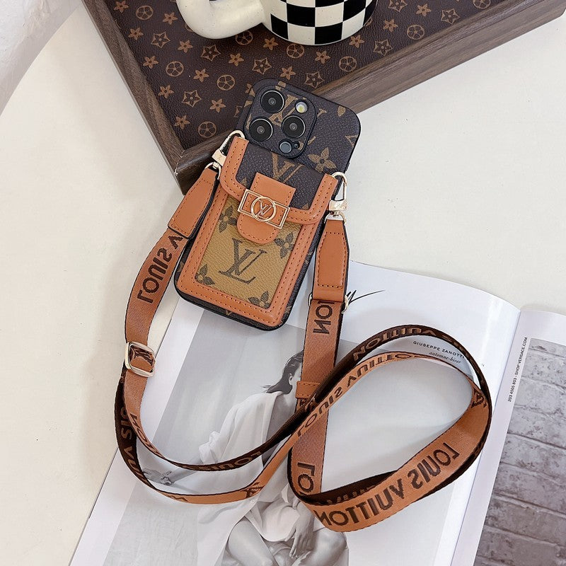 Lyxig korthållare Crossbody iPhone-fodral