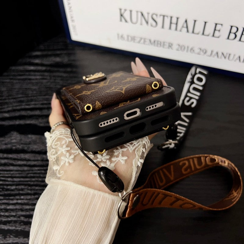 Lyxigt klassiskt färg Crossbody iPhone-fodral