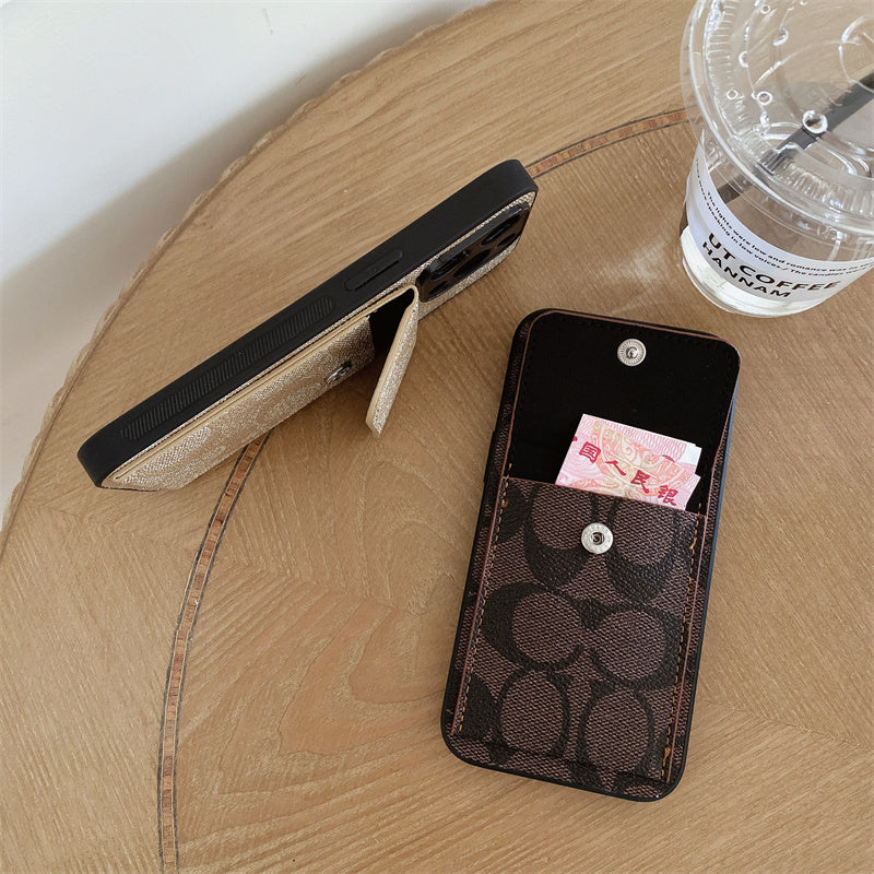 Klassiskt iPhonefodral med plånbok Mörkbrun-HP240513