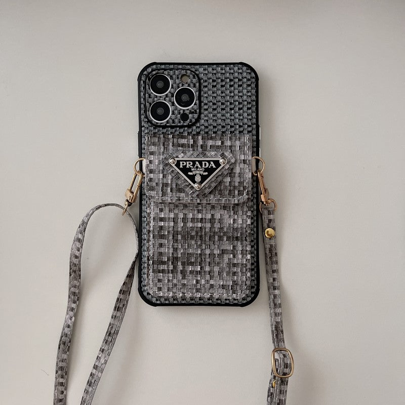 Bolso bandolera tejido de lujo para iPhone Funda y vinilo para iPhone