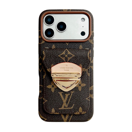 Funda cruzada de lujo para iPhone con bolsillo para tarjetas y correa desmontable