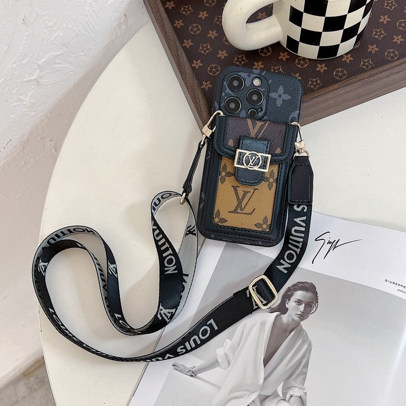 Lyxig korthållare Crossbody iPhone-fodral