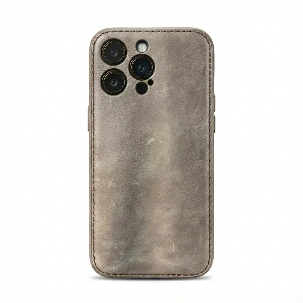 Funda para iPhone hecha a mano de cuero curtido vegetal - Edición Vintage Patina