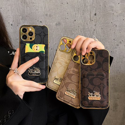 Funda clásica de cuero para iPhone con tarjetero