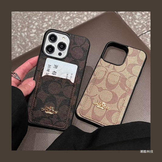 Funda clásica de cuero para iPhone con tarjetero