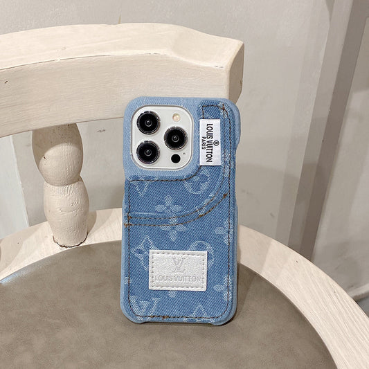 Funda para iPhone de tela vaquera con tarjetero incorporado