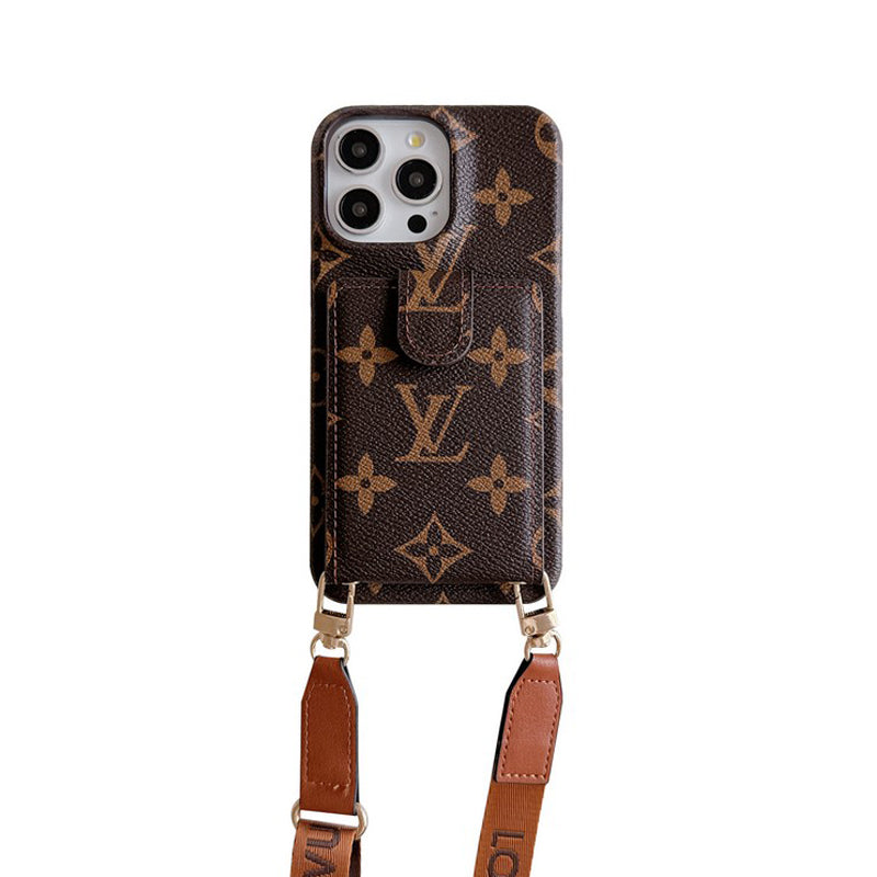 Lyxig kortväska Crossbody Chain iPhone-fodral