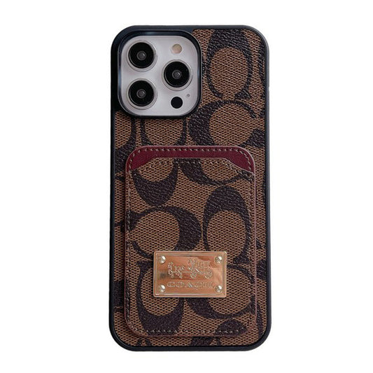 Funda clásica de cuero para iPhone con tarjetero