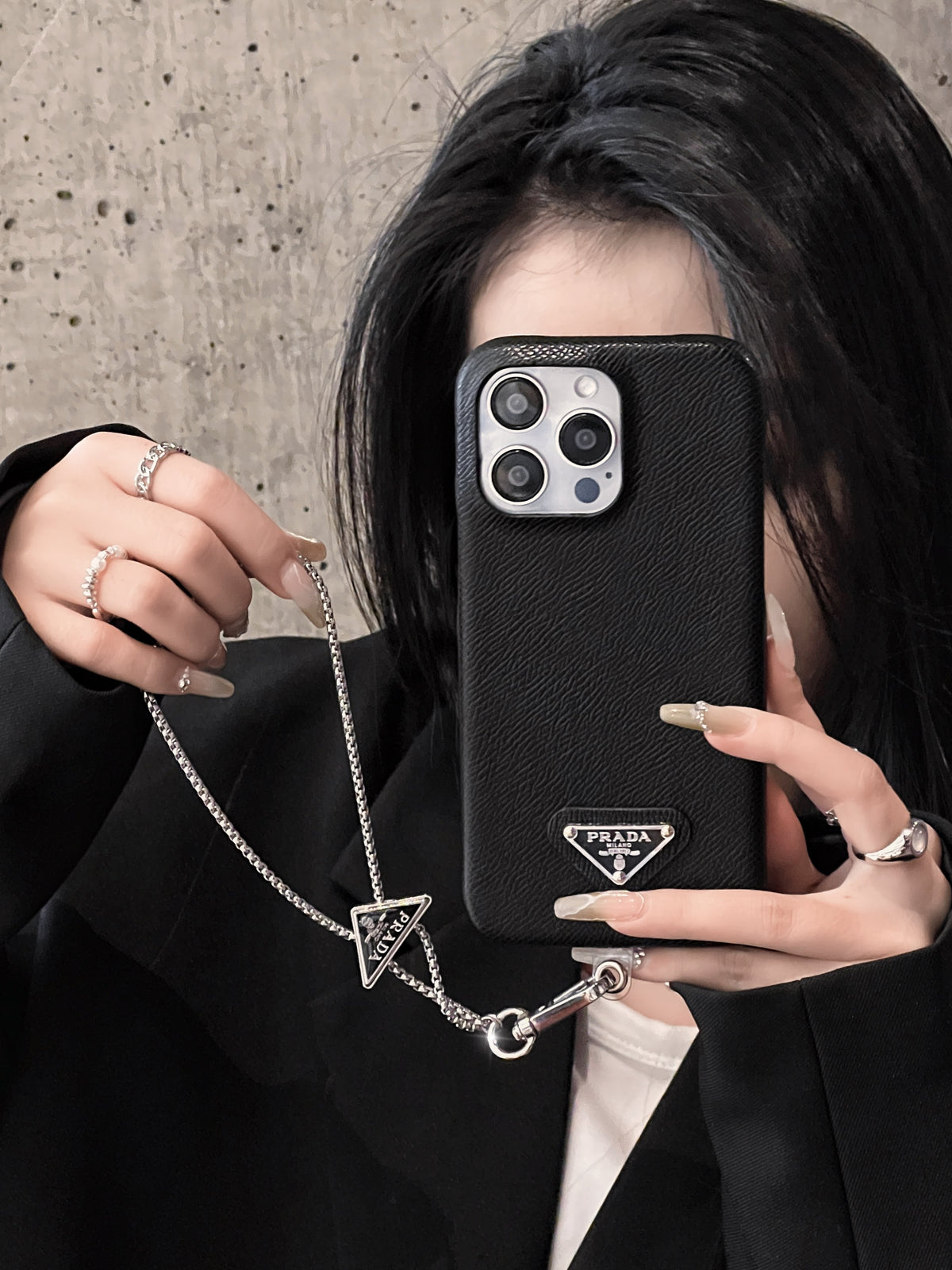 Lyxigt läder Crossbody iPhone-fodral