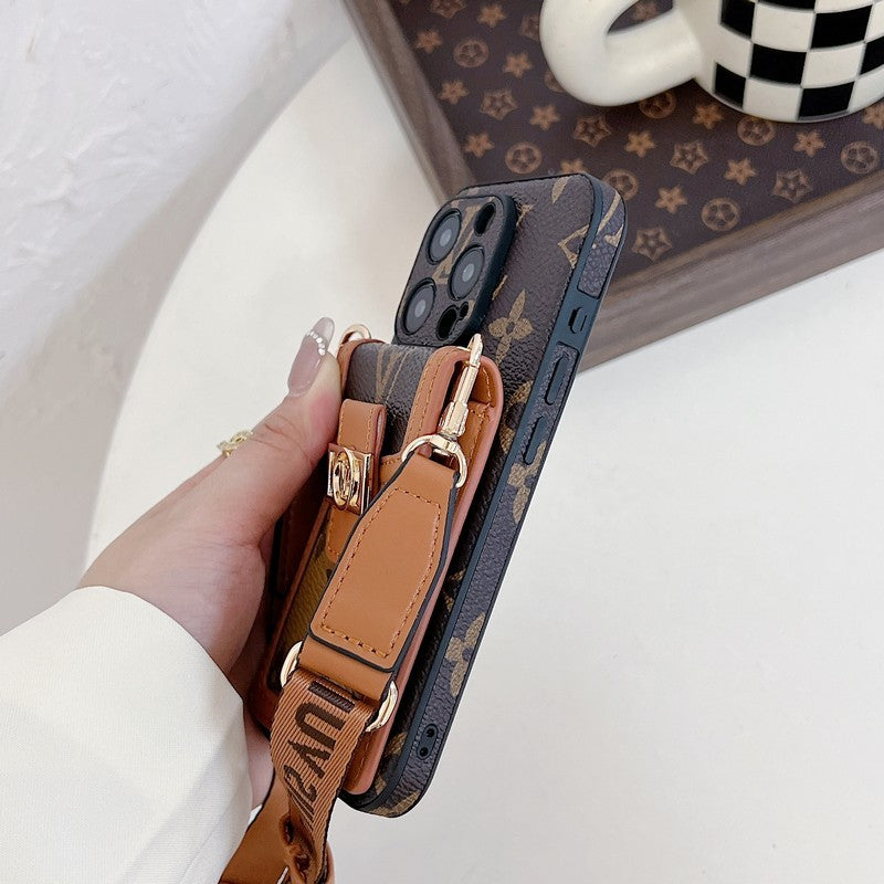 Lyxig korthållare Crossbody iPhone-fodral