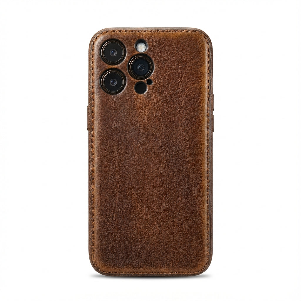 Funda para iPhone hecha a mano de cuero curtido vegetal - Edición Vintage Patina