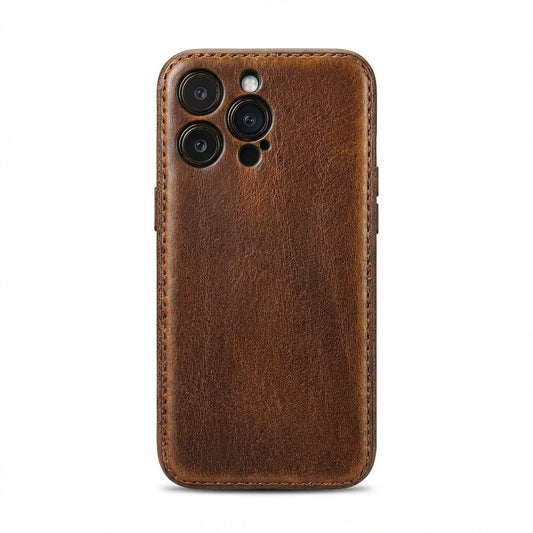 Funda para iPhone hecha a mano de cuero curtido vegetal - Edición Vintage Patina