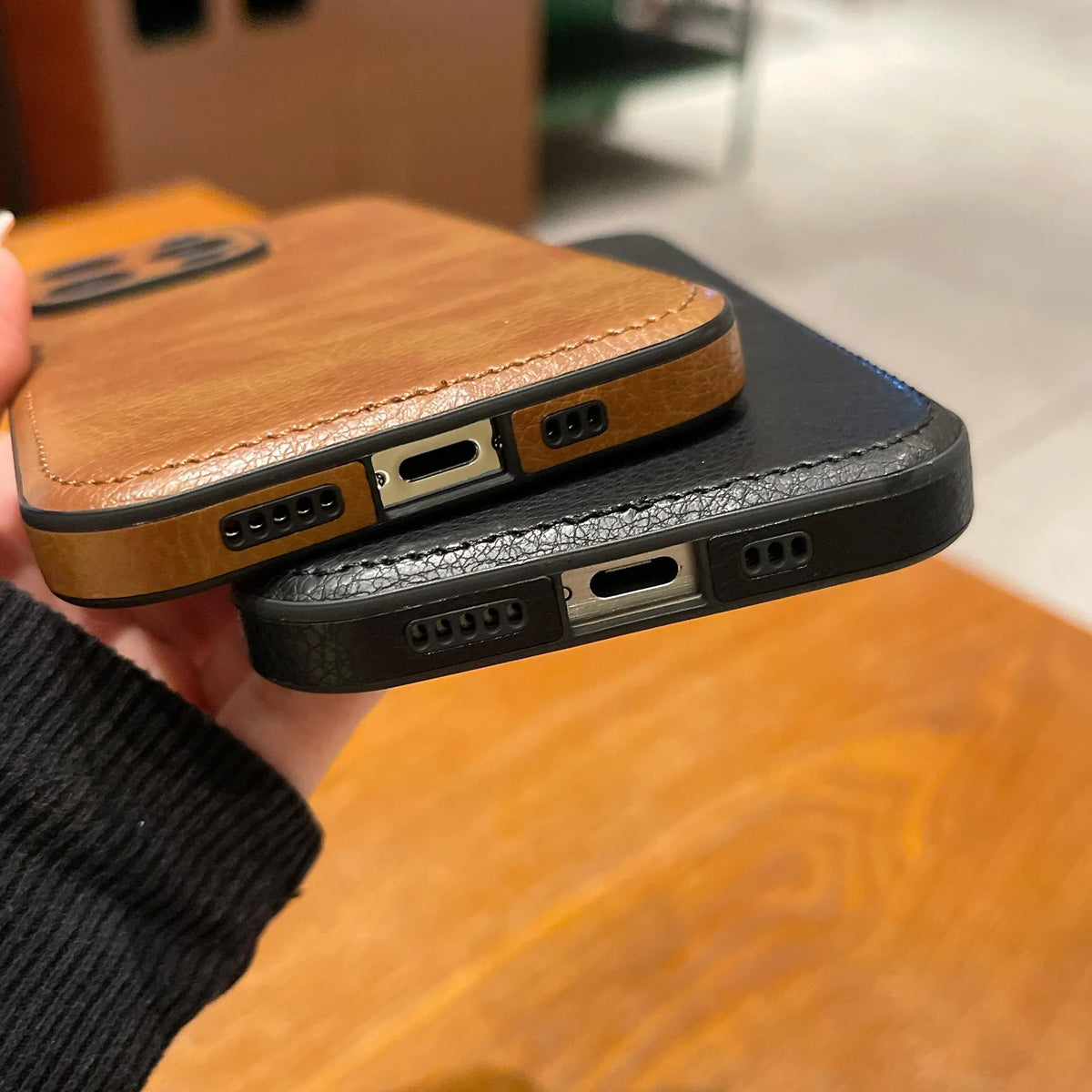 Premium vintage läder iPhone-fodral – Soft Touch Shockproof Skyddsfodral