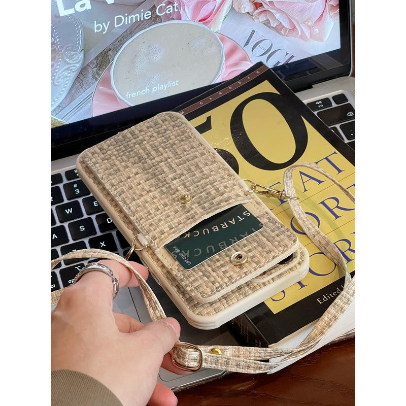 Bolso bandolera tejido de lujo para iPhone Funda y vinilo para iPhone