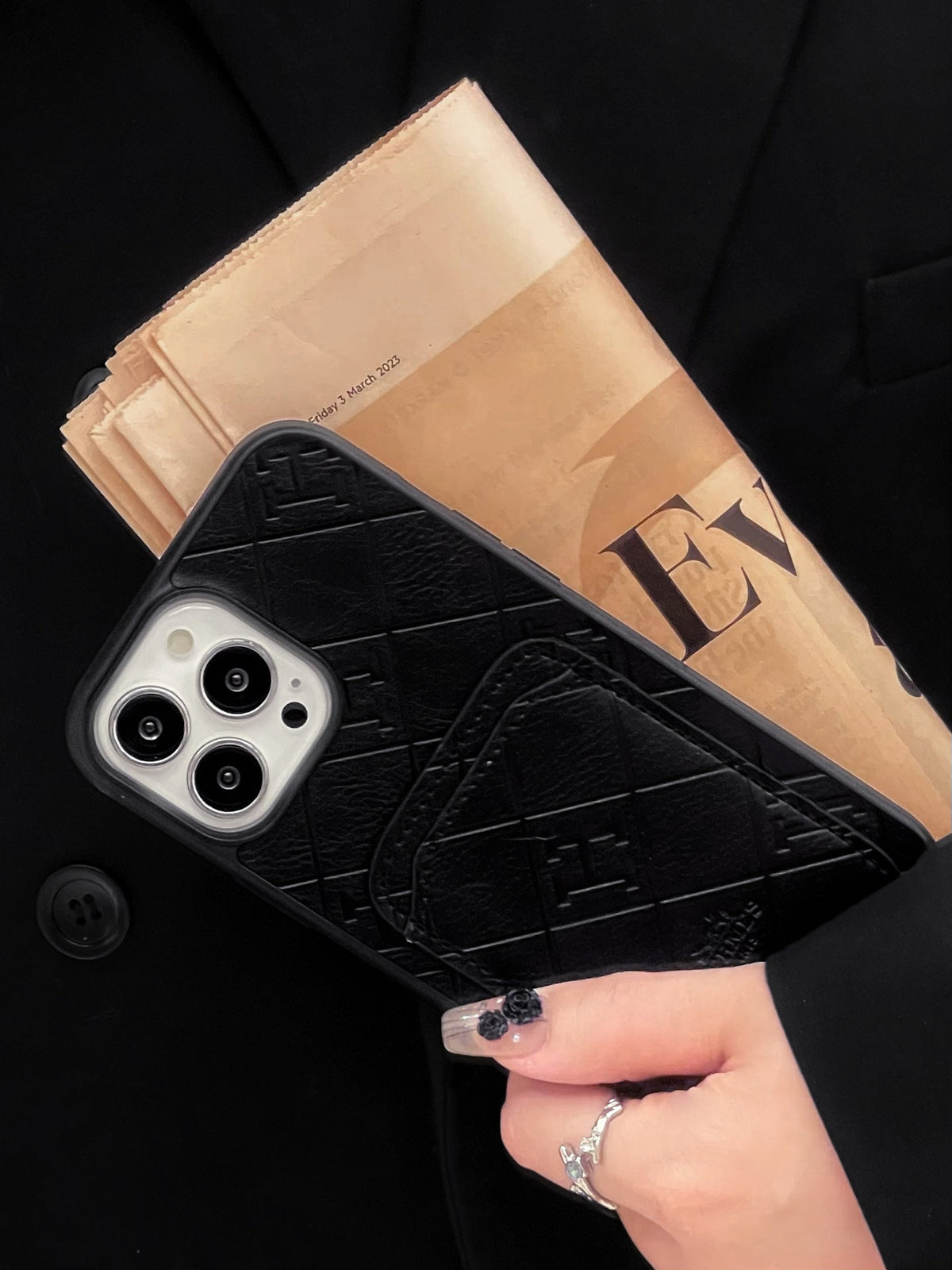Funda para iPhone con tarjetero de cuero H