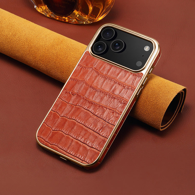 Funda de piel con relieve de cocodrilo para iPhone