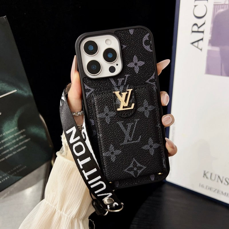 Lyxigt klassiskt färg Crossbody iPhone-fodral