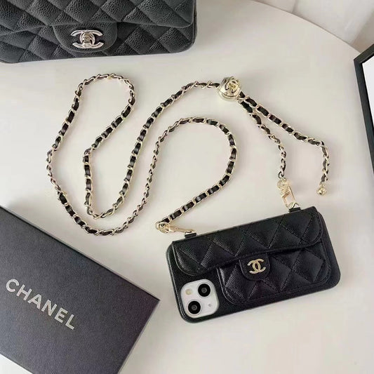 Lyxigt plånboksfodral för iPhone med Crossbody-kedja