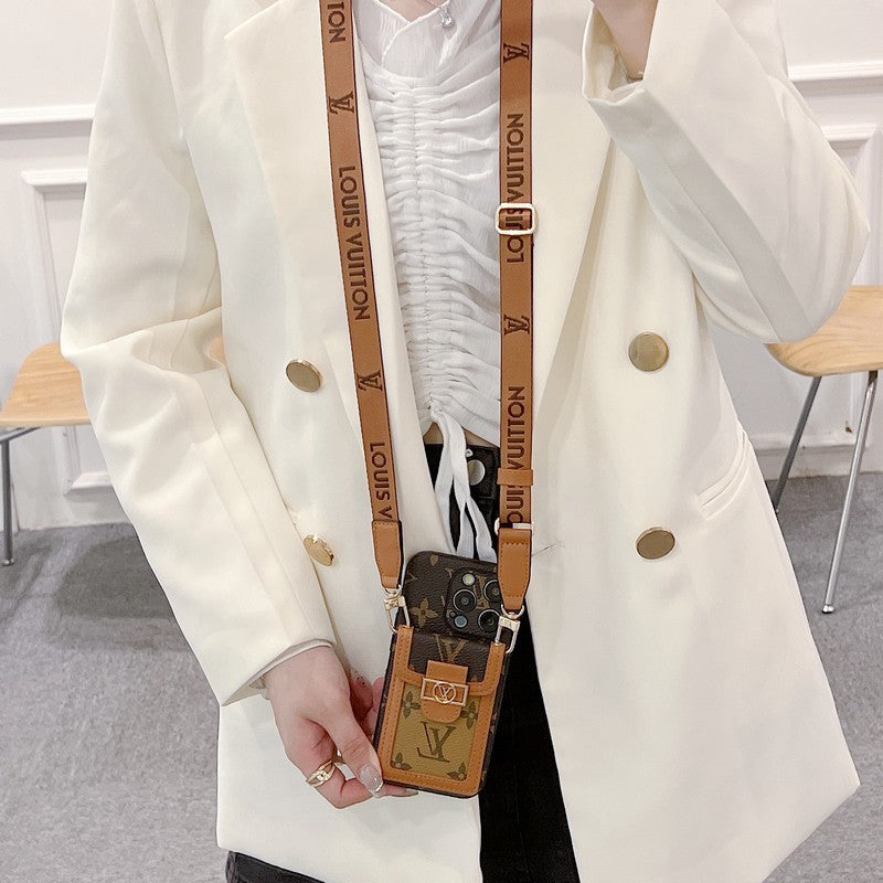 Lyxig korthållare Crossbody iPhone-fodral