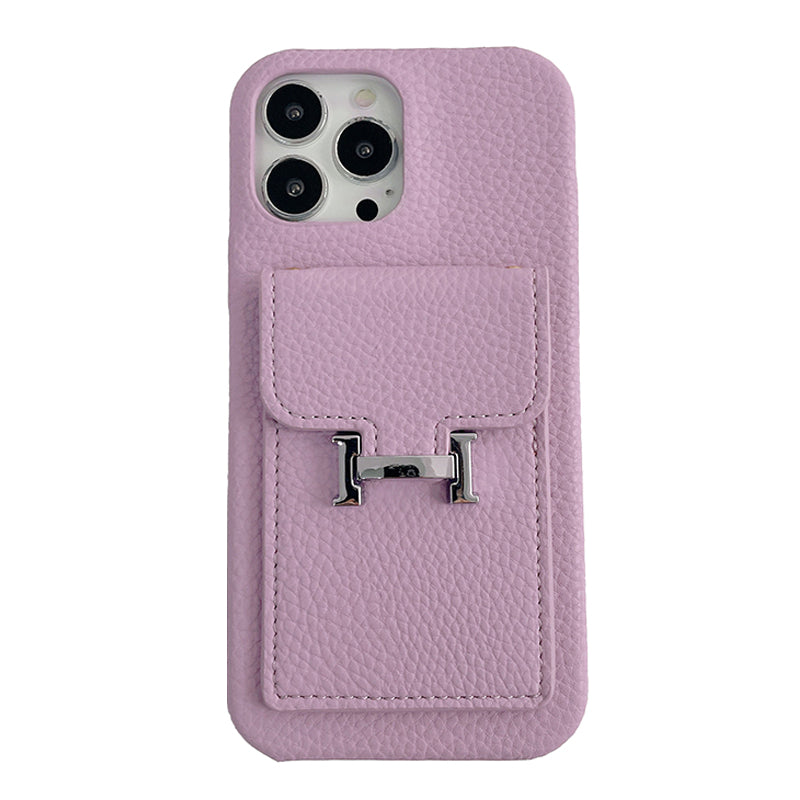 H-korthållare iPhone-fodral i läder