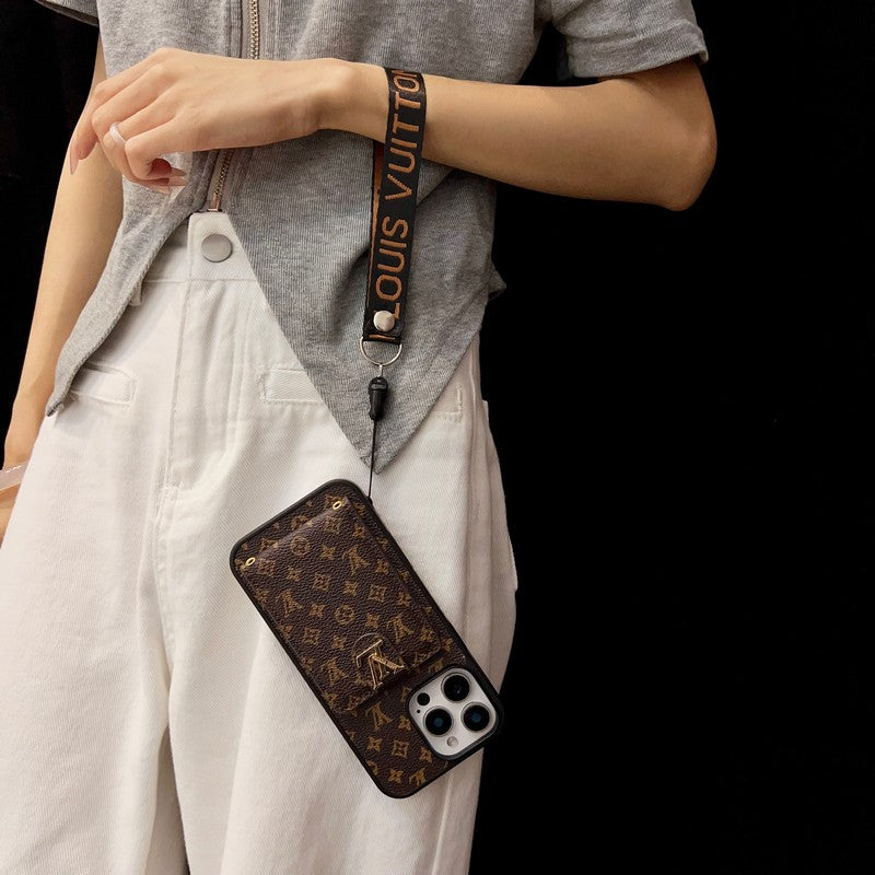 Lyxigt klassiskt färg Crossbody iPhone-fodral