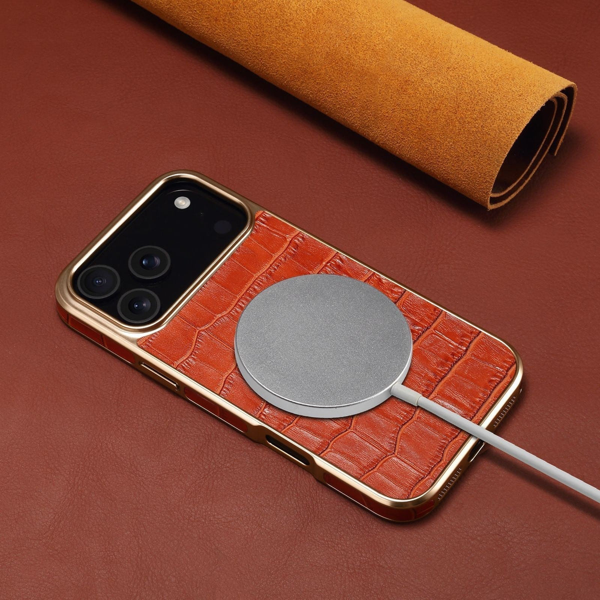 Funda de piel con relieve de cocodrilo para iPhone